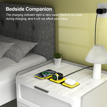 3 in 1 Charging Station for Multple Devices,Foldable 3 in 1 Wireless Charger for Travel,NANO Wireless Charging Station for iPhone17 16 15 14 13 12 Pro Max/Watch 10 9 8 7 6 5 4 3 Ultra/AirPod Pro