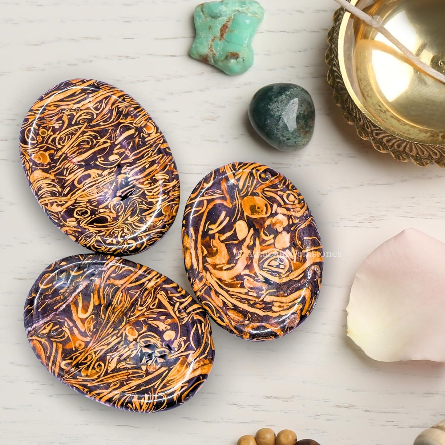 Amazing Gemstone Labradorite Thumb Worry Stone, Anxiety Stone, Healing Crystals - Piedra Crystal Fidget for Gift, Meditation, Calming, Relaxation, Stress Relief - Colors B