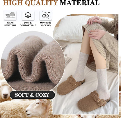 MOGGEI 5 Pairs Womens Merino Wool Socks Hiking Warm Winter Thick Thermal Crew Cozy Cabin Ladies Gift Comfy Boot Work Socks
