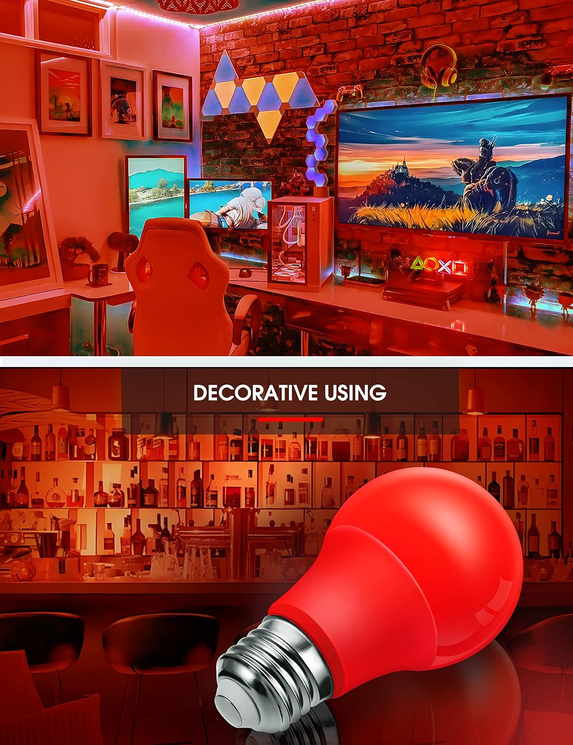 L LOHAS LED Sleep aid Amber Light Bulbs, Blue Light Blocking, A19 9W(60 Watt Equivalent) Dim Light Bulbs, 1800K Warm Light Bulb, E26 Base, 2 Pack