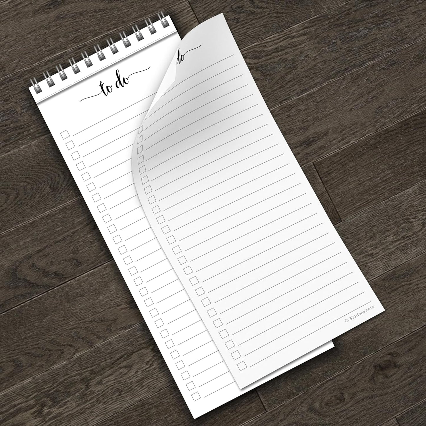 321Done To Do List Notepad, 2-Pack 50 Sheets Each, 3.7x8.5 College Ruled Pad, 70lb Matte Paper, Note Pad for Shopping List, Checklist To-Dos Tasks Planning for Home Office, Made in USA