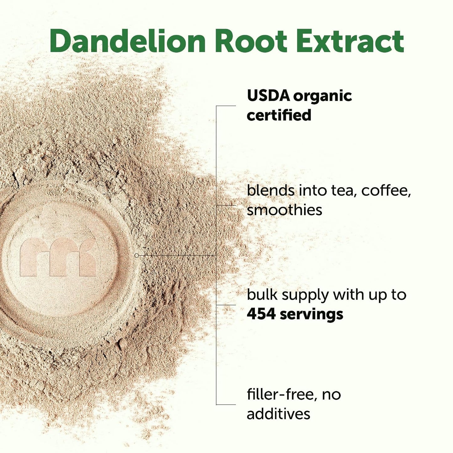 Organic Dandelion Root Tea Powder, 8oz | Up to 220 Servings | Premium Source for Daily Beverage | 100% Pure Dandelion Supplement | Caffeine Free, Non-GMO, No Sugar, Eco-Friendly Recyclable Bags