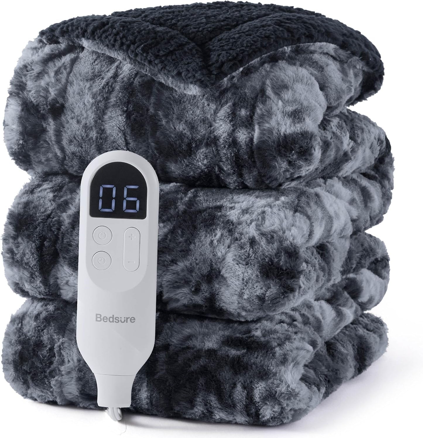Bedsure Heated Blanket Throw Blanket with Preheat Function - Fast Heating Electric Blanket, Soft Flannel Throw with 6 Time Settings(Up to 10H), 6 Heating Settings, Gifts for Grandma (50"x60", Cream)