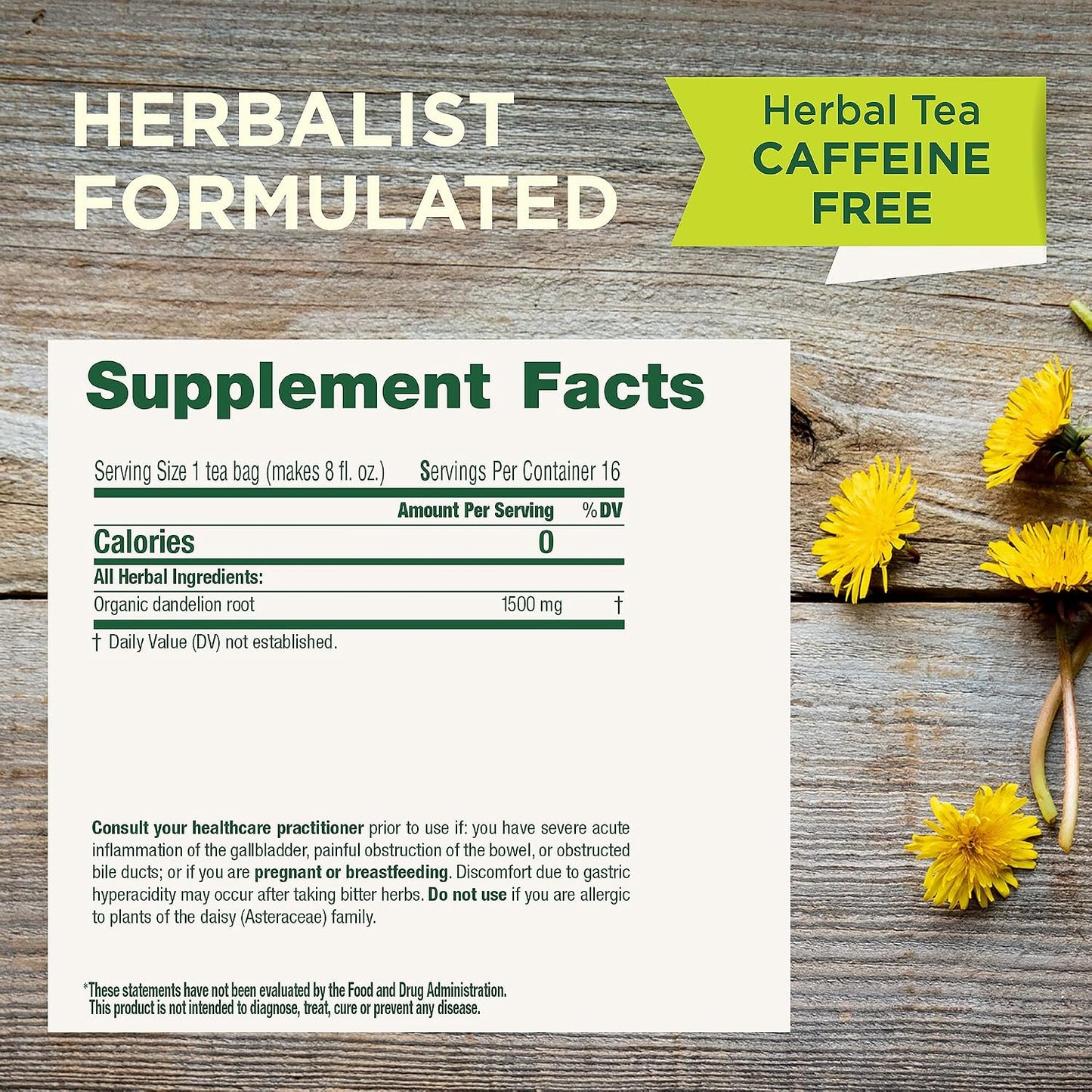 Traditional Medicinals Organic, Dandelion Leaf & Root - Dandelion Root Tea, Supports Normal Detox + Digestion - Kosher, Non-GMO, Caffeine-Free, Compostable - 96 Tea Bags (6 Packs of 16)