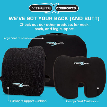 Xtreme Comforts Seat Cushions | Office Chair Cushions for Desk, Car, Wheelchair| Ergonomic Memory Foam Seat Cushion for Support & Comfort | Helps Improve Sitting Posture for Work & Body Relief (1 Pc)