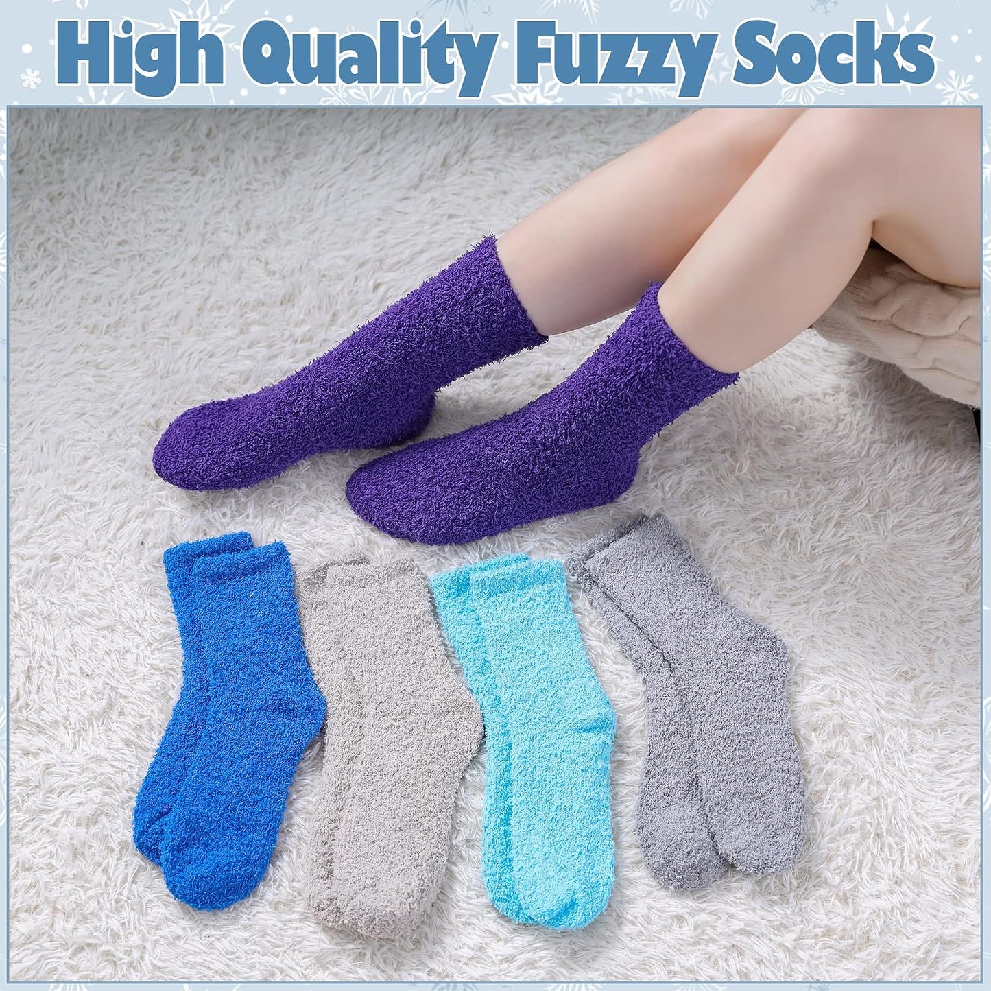 LANLEO 5/6 Pairs Womens Super Soft Fuzzy Plush Warm Winter Home Sleeping Slipper Socks