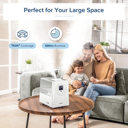 LEVOIT OasisMist 1000S (10L) Smart Humidifier for Home Large Room Bedroom, Last 100 Hours Suitable for Indoor Plant, Cover up to 600ft², Easy Top Fill, Remoter & Voice Control, Auto Mode, Quiet, White
