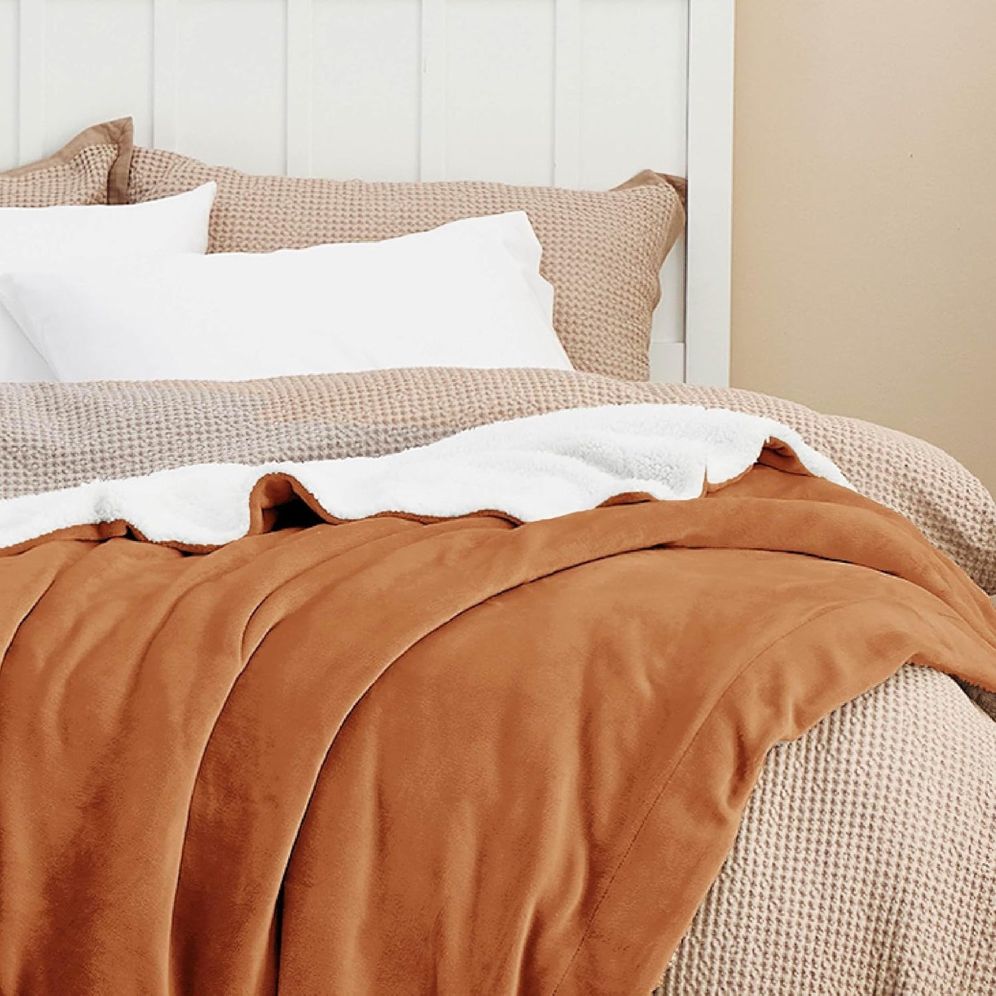 Bedsure GentleSoft Sherpa Fleece Throw Blanket for Couch, Non-Heated, Thick & Warm Cozy Blanket for Winter, Soft Fuzzy Plush Throw Gifts for Women and Men, Grey, 50x60 Inches