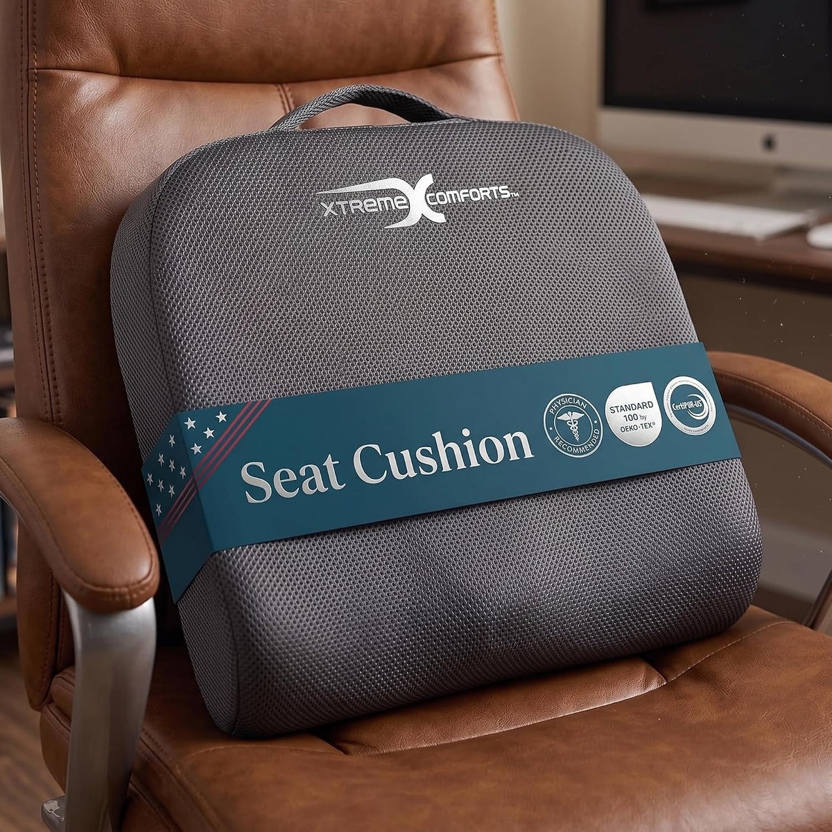 Xtreme Comforts Seat Cushion, Tailbone Relaxer - Coccyx Cushion for Tailbone Pain Desk, Wheelchair & Car Use - Back Support Pillow for Chair