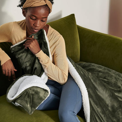 Bedsure GentleSoft Sherpa Fleece Throw Blanket for Couch, Non-Heated, Thick & Warm Cozy Blanket for Winter, Soft Fuzzy Plush Throw Gifts for Women and Men, Grey, 50x60 Inches