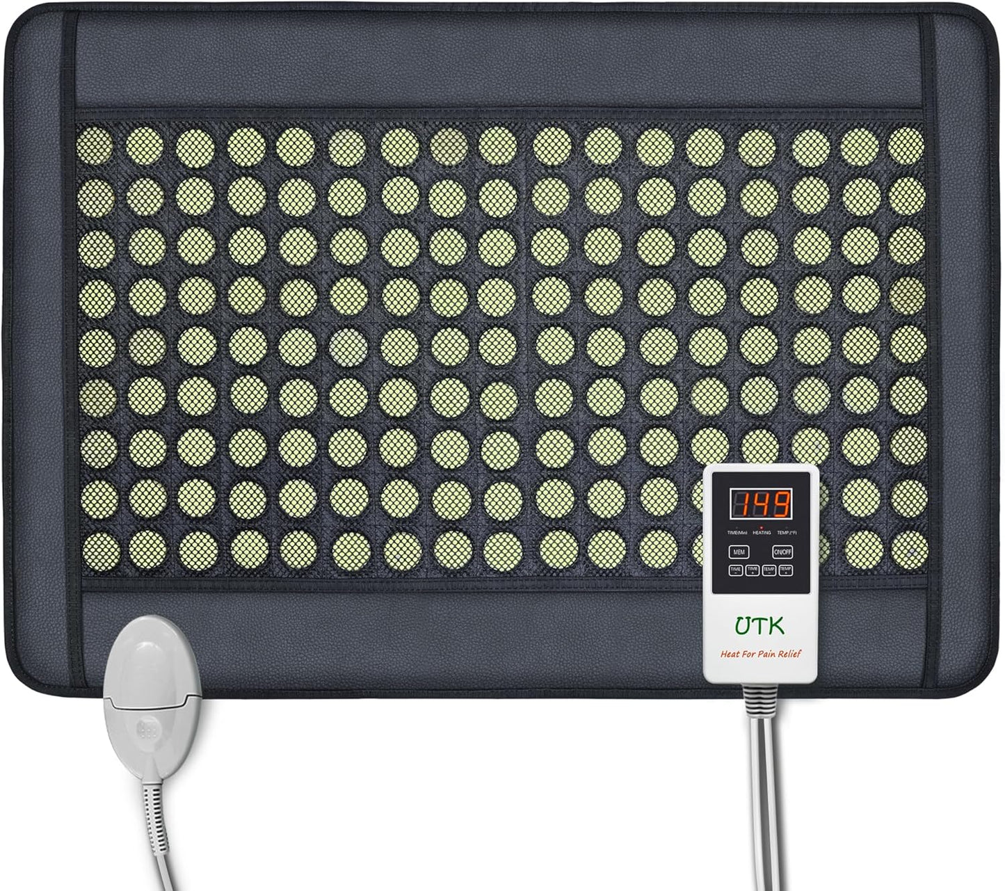 UTK Upgrade Far Infrared Heating Pad for Back, 5X Deeper Pain Relief Pure Jade Heating Pad with 153 Natural Jades, Hotter to 159℉, Weighted Electric Mat with Larger Heat Area, 4H Auto-Off, 31"x 21"