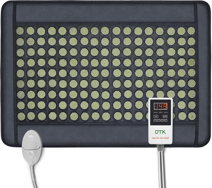 UTK Upgrade Far Infrared Heating Pad for Back, 5X Deeper Pain Relief Pure Jade Heating Pad with 153 Natural Jades, Hotter to 159℉, Weighted Electric Mat with Larger Heat Area, 4H Auto-Off, 31"x 21"
