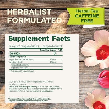Traditional Medicinals Organic, Hibiscus Tea - Supports Normal Heart Health & Cardiovascular Wellness - Kosher, Non-GMO, Caffeine-Free, Compostable - 16 Tea Bags
