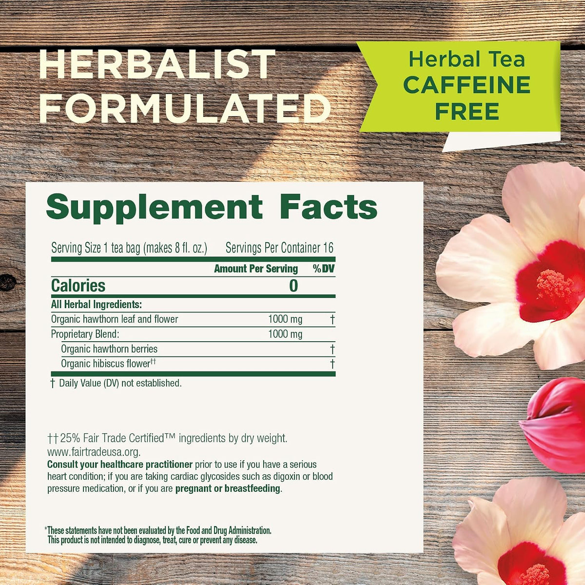 Traditional Medicinals Tea, Organic Hawthorn & Hibiscus, Promotes Heart Health, 16 Tea Bags (1 Pack)