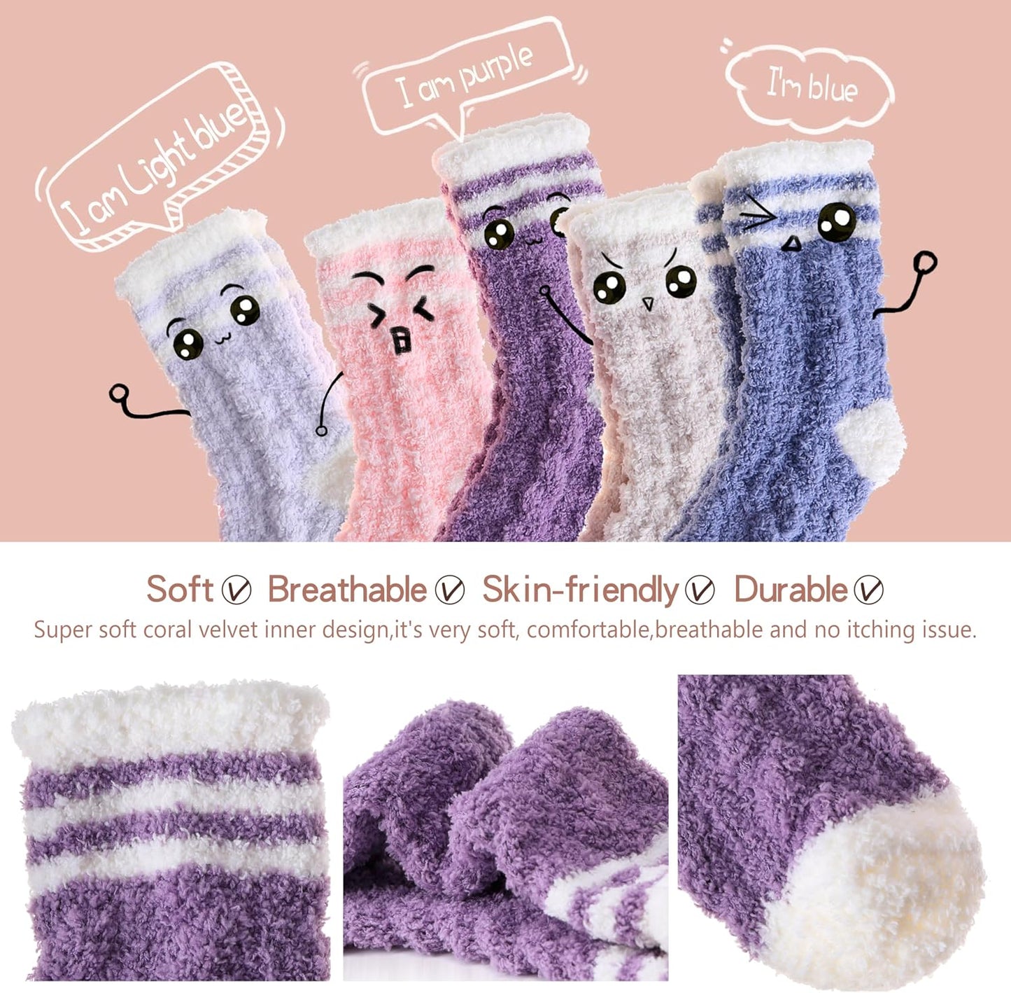 EBMORE Womens Fuzzy Socks Slipper Fluffy Cozy Comfy Cabin Plush Warm Winter Sleep Home Soft Socks