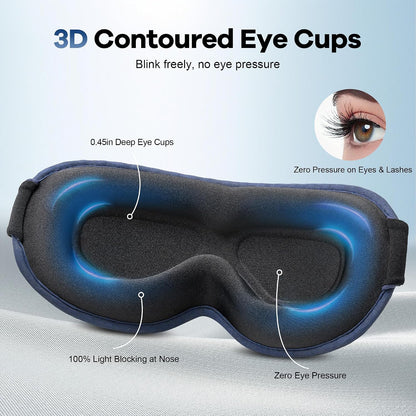 Blackout Weighted Eye Mask for Sleeping: 3D Contoured Gentle-Pressure Sleep Mask for Men & Women - Airplane Travel & Night Shift Essentials, Zero Eye Pressure, Breathable Blindfold, Black