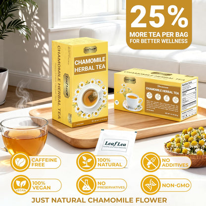 LeafLea Chamomile Herbal Tea Bags, Calm Evening Routine, 80 Count