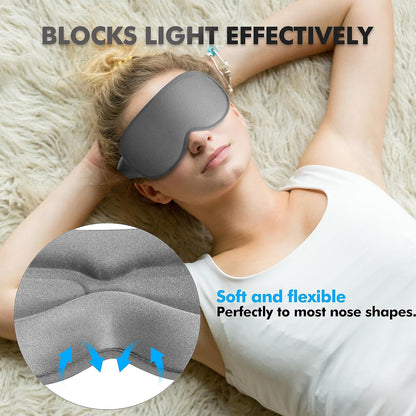 Sleep Eye Mask for Men Women, Lash Extensions 3D Sleeping Mask, Travel Blackout Night Blindfold Eye Shade Cover with Adjustable Strap (Black)