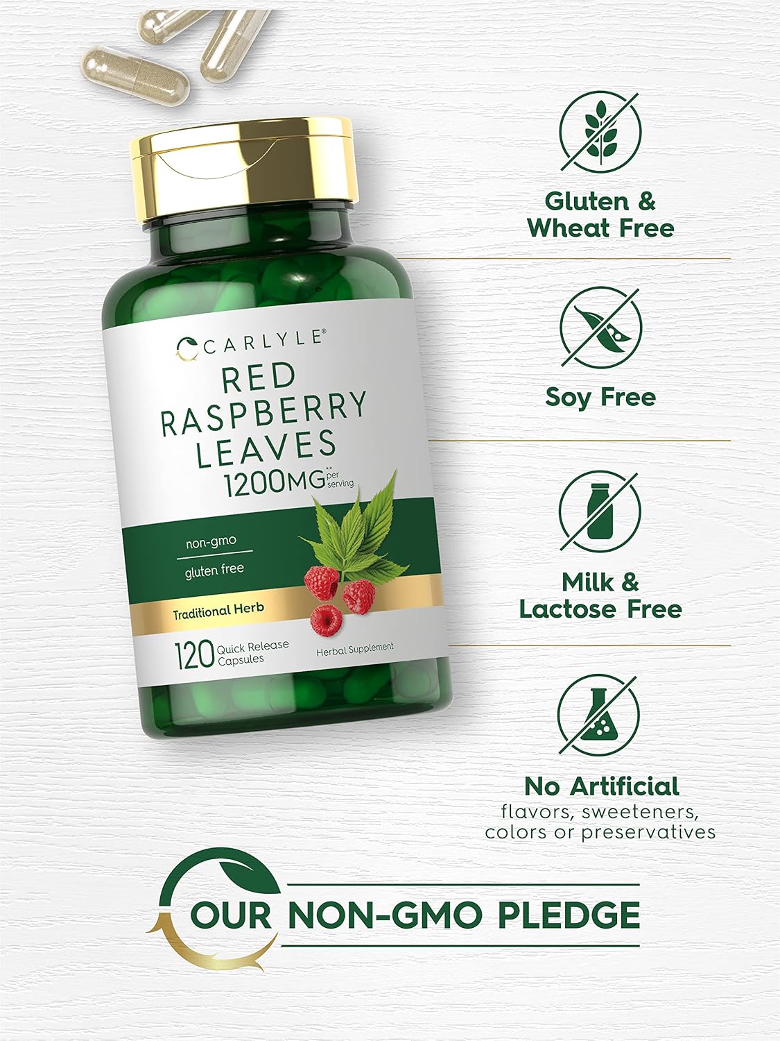 Carlyle Red Raspberry Leaf Capsules | 120 Count