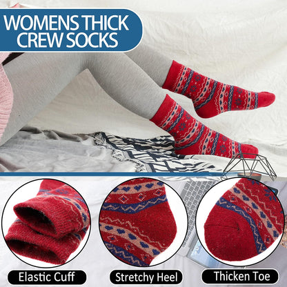 EBMORE Merino Wool Socks for Women Hiking Thermal Warm Winter Thick Boot Cozy Crew Comfy Work Socks for Ladies 5 Pairs