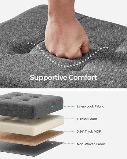 SONGMICS Storage Ottoman, Small Ottoman Foot Rest with Legs, 12.6 x 15.7 x 13.2 Inches Foot Stool, Load up to 660 lb, for Living Room, Bedroom, Dorm, Slate Gray ULSF012G01
