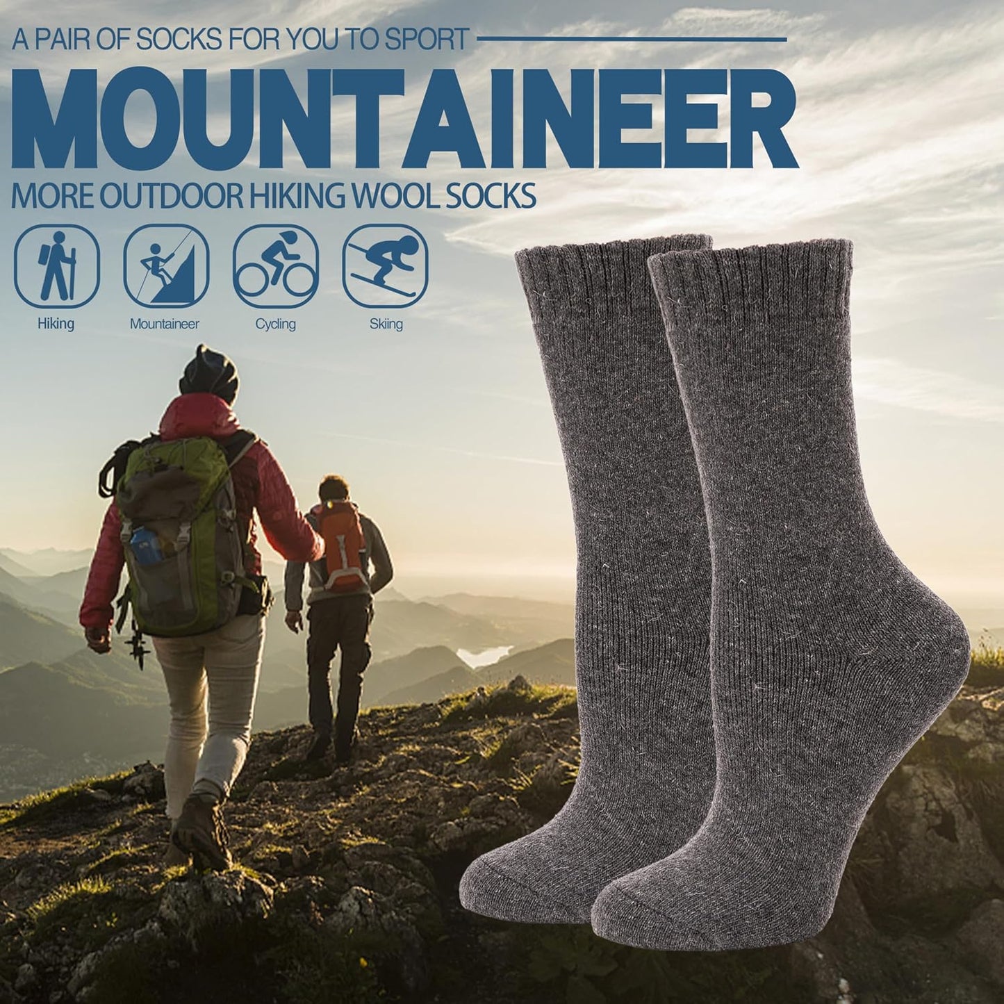 EBMORE Merino Wool Socks for Women Hiking Thermal Warm Winter Thick Boot Cozy Crew Comfy Work Socks for Ladies 5 Pairs