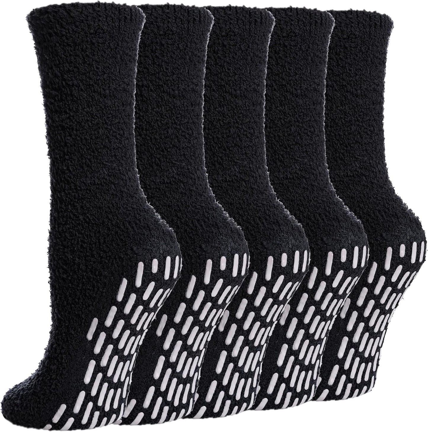 MQELONG Non Slip Hospital Socks with Grips for Women Winter Warm Cozy Fuzzy Slipper Soft Fluffy Sleep Socks