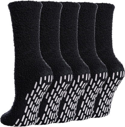 MQELONG Non Slip Hospital Socks with Grips for Women Winter Warm Cozy Fuzzy Slipper Soft Fluffy Sleep Socks