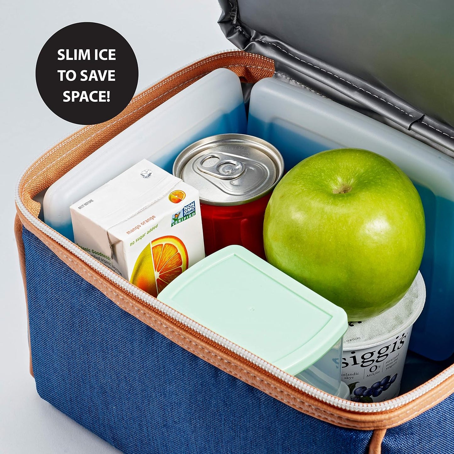 Cool Coolers by Fit + Fresh, 4 Pack Slim Ice Packs, Space Saving Reusable Ice Packs for Lunch Boxes or Coolers