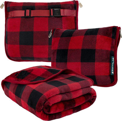 PAVILIA Travel Blanket Pillow, Soft Airplane Blanket 2-IN-1 Combo Set, Plane Blanket Compact Packable, Flight Essentials Car Pillow, Travelers Gifts Accessories Luggage Backpack Strap, 60x43 Teal Blue