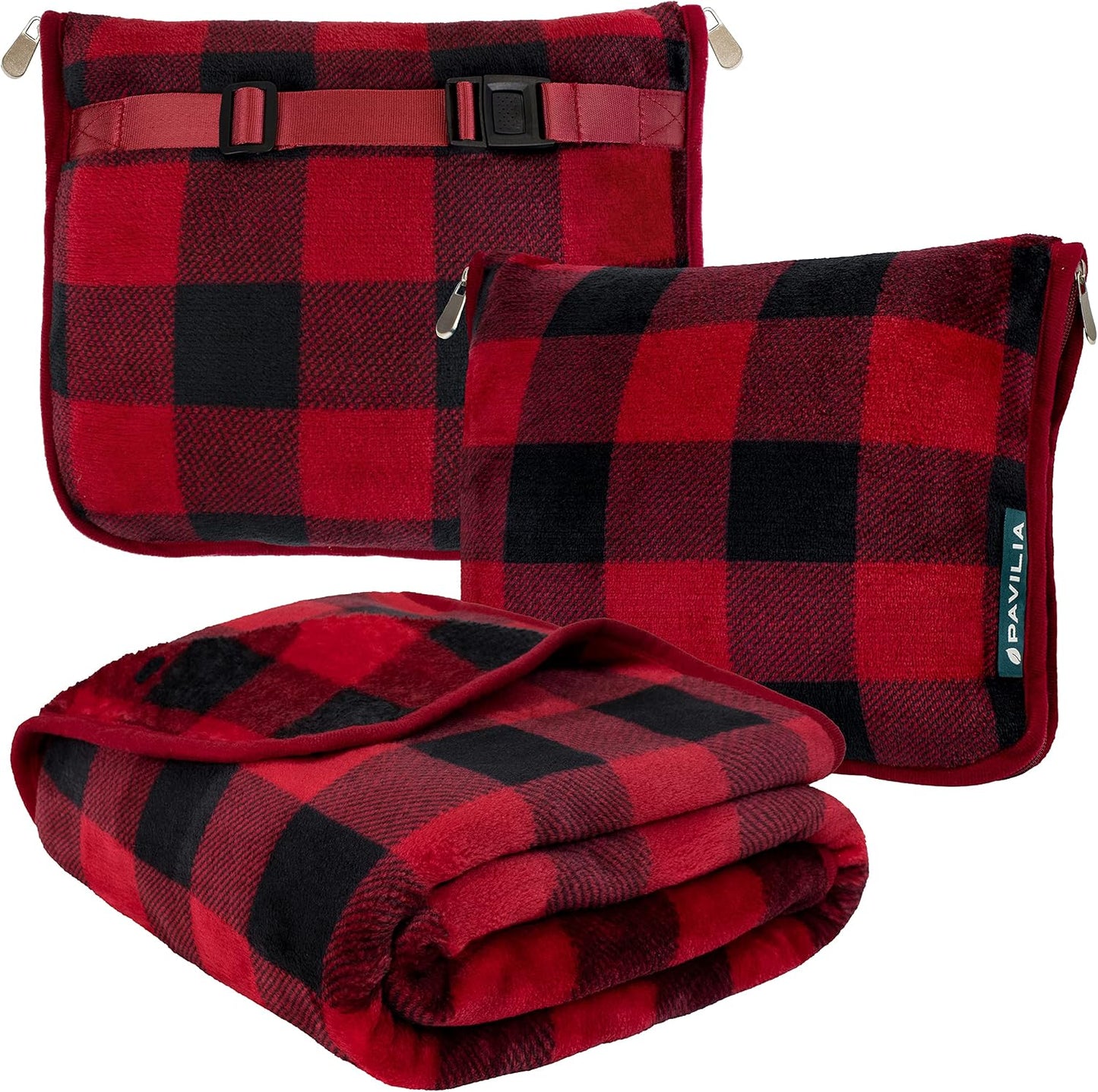 PAVILIA Travel Blanket Pillow, Soft Airplane Blanket 2-IN-1 Combo Set, Plane Blanket Compact Packable, Flight Essentials Car Pillow, Travelers Gifts Accessories Luggage Backpack Strap, 60x43 Teal Blue