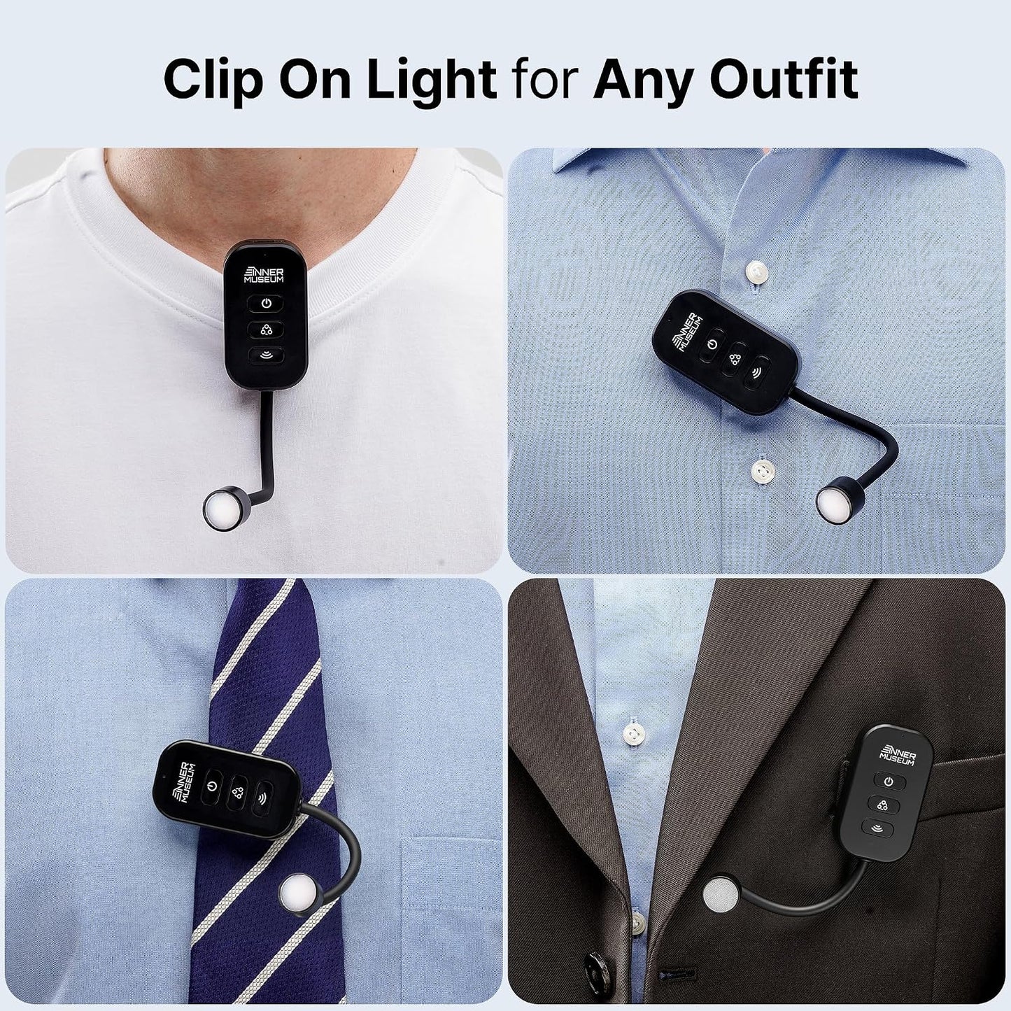 Clip-On Light for Clothes with Portable Case – Book Light, USB Rechargeable LED Lamp for Reading in Bed, Eye-Friendly 3 Color Modes, 3-Level Dimming