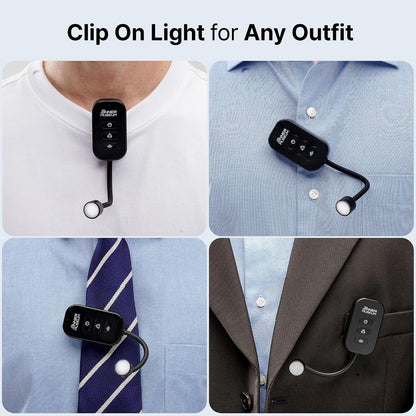 Clip-On Light for Clothes with Portable Case – Book Light, USB Rechargeable LED Lamp for Reading in Bed, Eye-Friendly 3 Color Modes, 3-Level Dimming