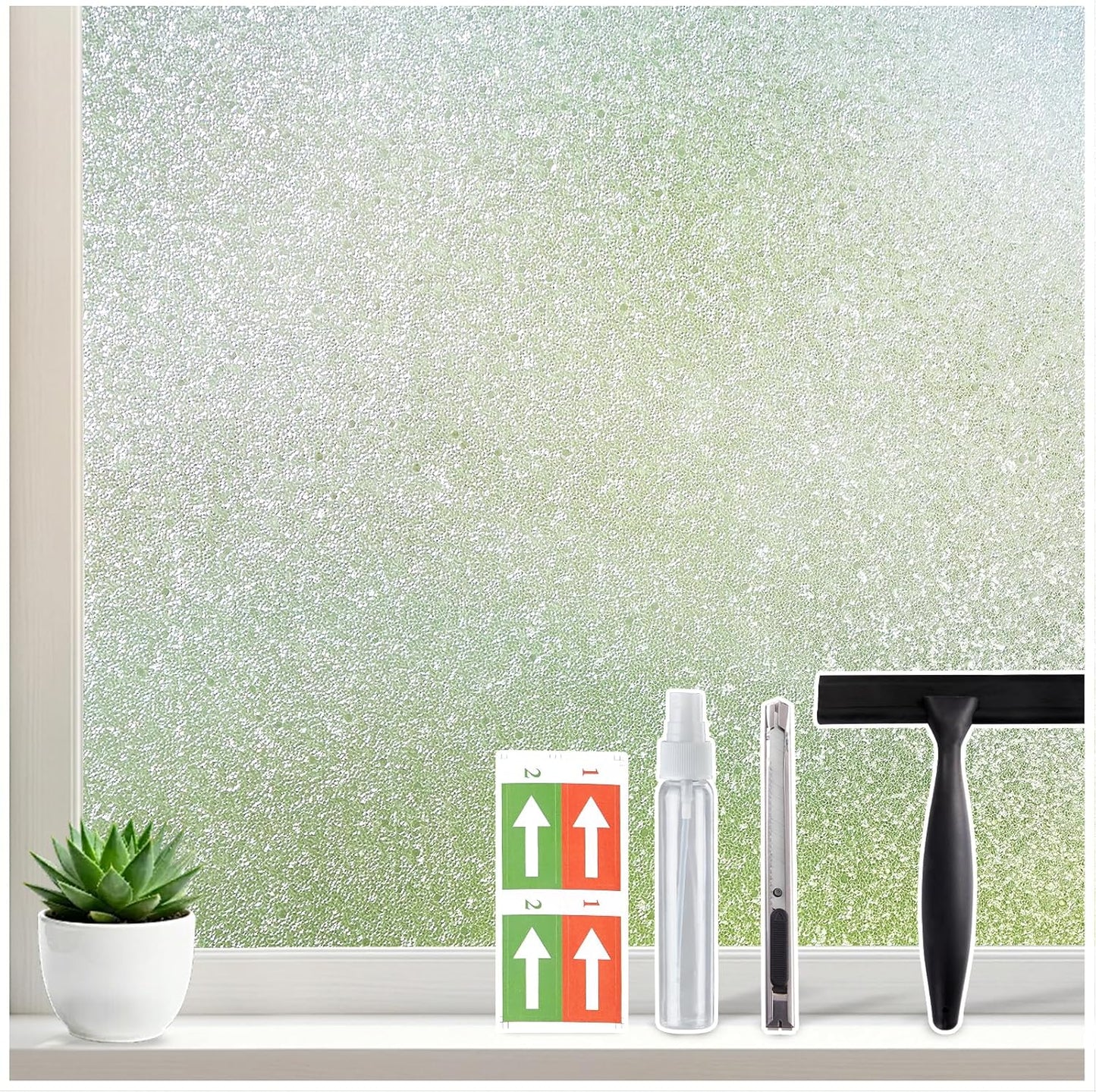 Coavas Blackout Window Privacy Film, Frosted Glass Static Cling, Decorative for Bathroom Door, UV Blocking Window Cling, Non-Adhesive Vinyl Sticker, Day and Night Windows Tint for Home,11.8x78.7 inch