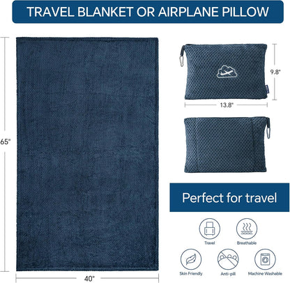 BEDELITE Travel Blanket with Bag, Jacquard Fleece Blanket 65"x40", Blue