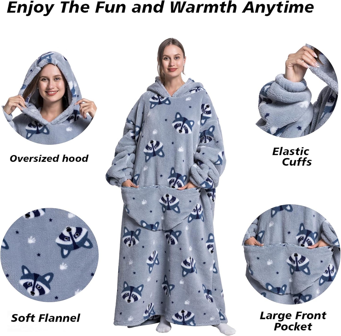 Capecage Blanket Hoodie, Long Hooded Blanket Sweatshirt as Birthday Gifts for Women Men, Long Wearable Blanket for Women Men.