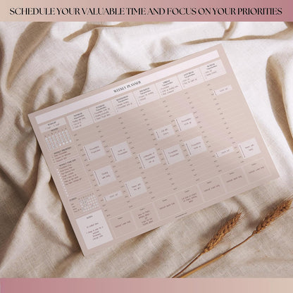 Weekly Hourly Planner Notepad, Daily Planner Desk Pad, Weekly Schedule, To Do List Note Pad, ADHD Planner | 50 Undated Tear Away Sheets | A4 (Rainbow)