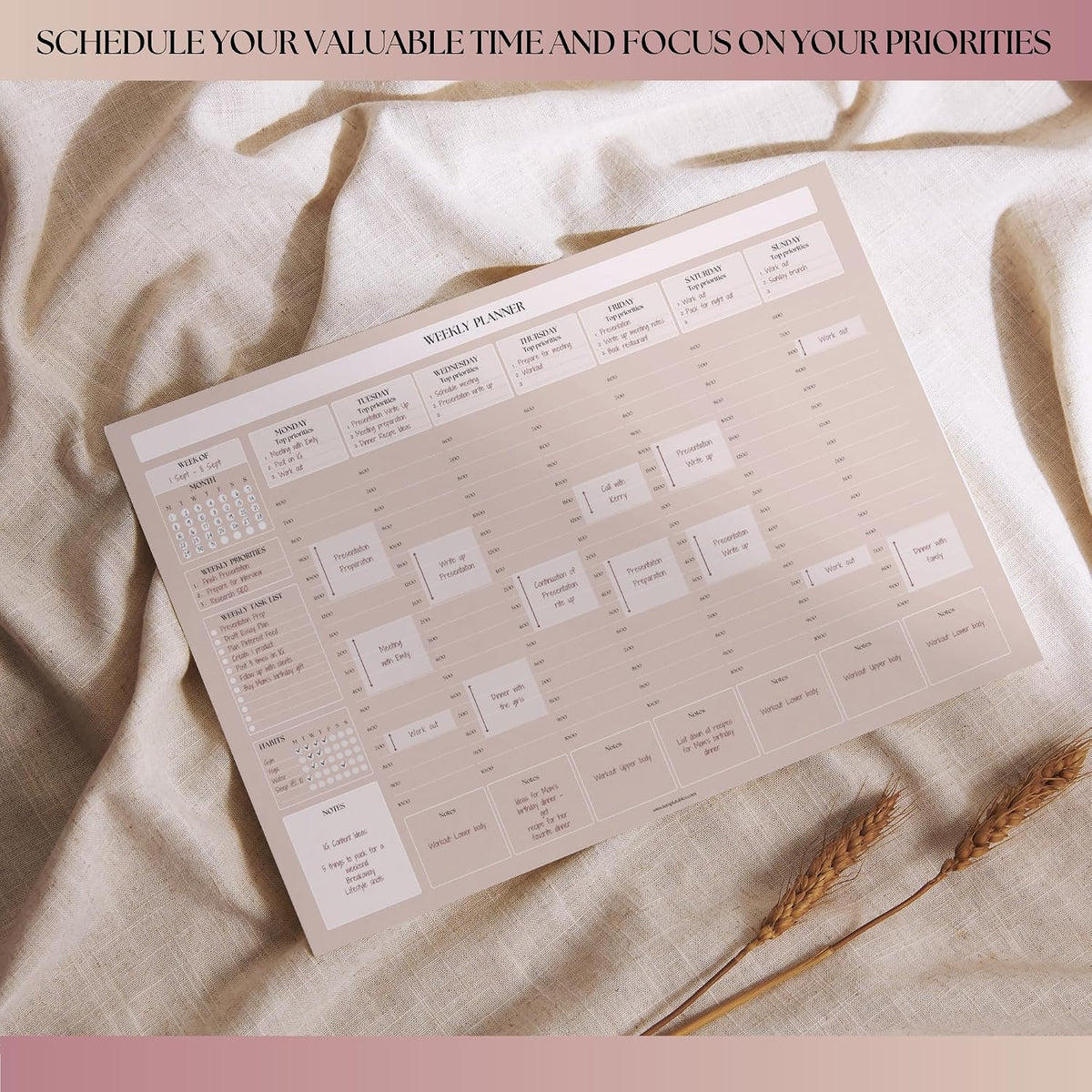 Weekly Hourly Planner Notepad, Daily Planner Desk Pad, Weekly Schedule, To Do List Note Pad, ADHD Planner | 50 Undated Tear Away Sheets | A4 (Rainbow)
