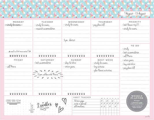 Peachly Desktop Weekly Planner Notepad | 60 Undated Tear-Off Pages | Schedule Daily To-Do Lists | Increase Your Productivity In Less Than 5 Minutes A Week | Achieve Your Goals | Peach and Mint Fern