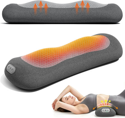 Yunari 2026 Upgraded Cordless 3-in-1 Lumbar Support Pillow, Triple Fusion Back Massager with Heat, Vibration & Dual Airbag Stretching, Ergonomic Lower Back Pain Relief for Home, Office, Car and Travel
