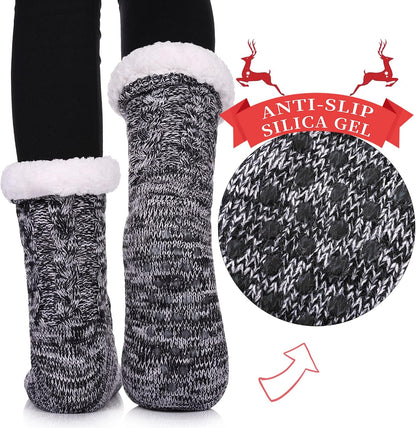 SDBING Women's Winter Super Soft Warm Cozy Fleece Lined Fuzzy Slipper Socks with Grippers