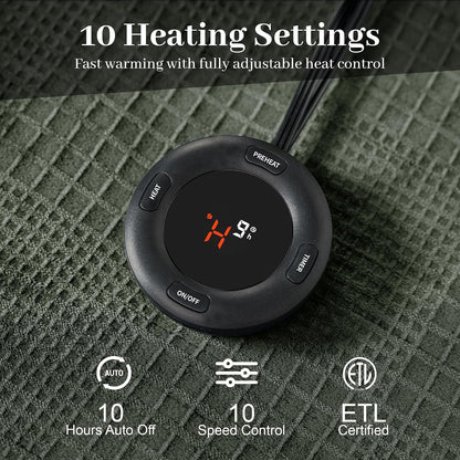 Texciting Heated Blanket Electric Blanket Throw 50''X60''-Heating Throw with 9 Heat Settings-2-10 Hours Auto Off,ETL Certified,Machine Washable (Green)