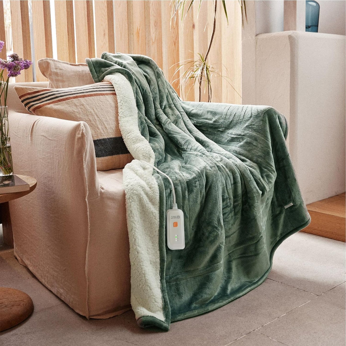GOTCOZY Heated Throw Blanket, 50''X60'' - Soft Silky Plush Electric Blanket with 4 Heating Levels & 3 Hour Auto Off, ETL Certified, Machine Washable (Grey)