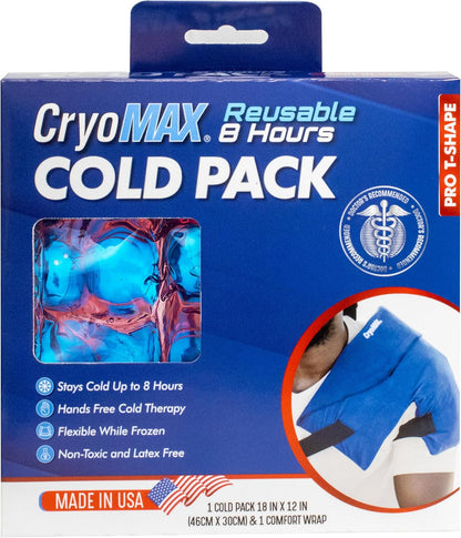 Cryo-Max Cold Pack, 8 Hour Reusable Cold Therapy Ice Pack for Elbows, Knees, Neck + More, Medium, 6" x 12" (1 Count)