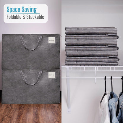 VENO Clear Extra Large Moving Bags & Storage Totes, Heavy Duty Organizer with Reinforced Handles & Strong Zippers for Clothes, College Dorm Essentials, Moving Supplies