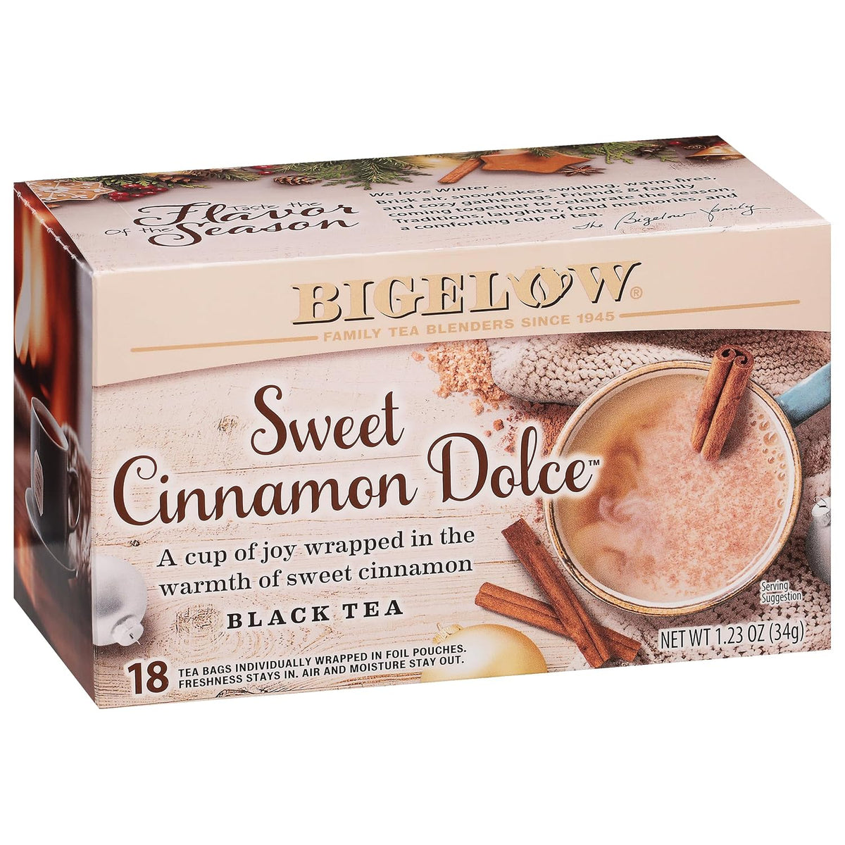 Bigelow Tea Hot Cinnamon Black Tea, 18 Count (Pack of 6)