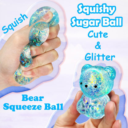 ZTATU Gummy Bear Squishy Fidget Toys (1PCS) Stress Balls for Adults Sugar Stress Ball，Sensory Toys Squishy Ball, Stress Relief Toy Squeeze Ball Party Favors for Kids, Easter Basket Stuffers