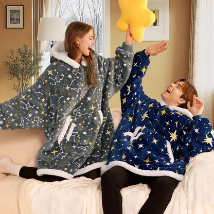 Giggling Getup Wearable Blanket Hoodie for Adults Gifts for Teen Girls Sister Women Sherpa Fleece Printed Hooded Blanket Sweatshirt Warm Cozy with Pocket & Sleeves Beige Cat