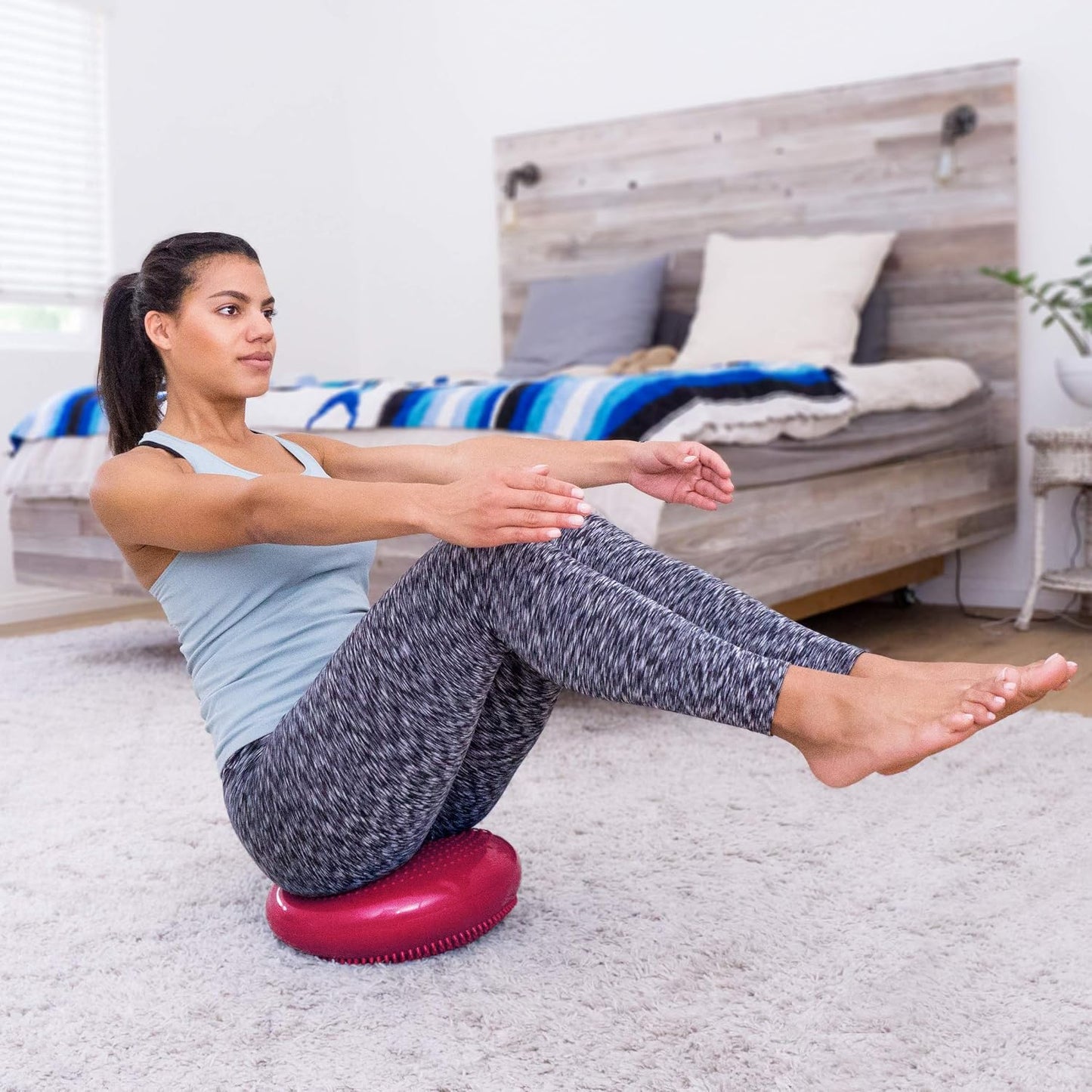 ProsourceFit Core Balance Disc Trainer, 14” Diameter with Pump for Fitness, Balance Training, or Seating; Wobble Board for Core Stability; Flexible Floor Cushions