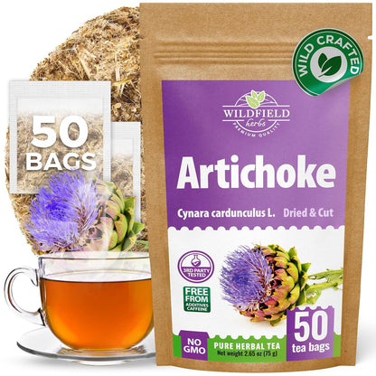 50 Bags Alcachofa Artichoke Leaf Dried Artichokes Blend Herb Tea (Cynara Cardunculus) - 50 Count 1.5g Tea Bags Herbal Hojas De Alcachofa Seca